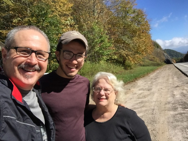 Alexander, Miss Beverly and I at Winding Stair Gap - On our way to Siler's Bald
