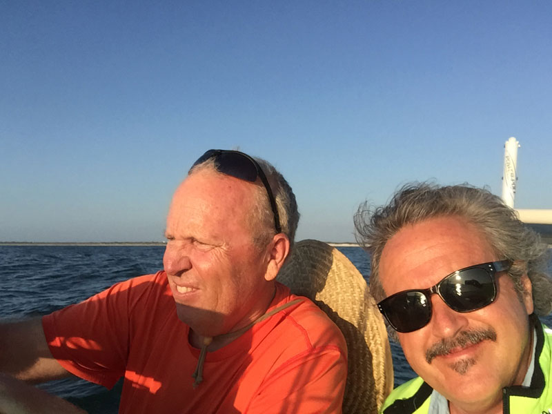 Scott and Hugh on Scott's boat