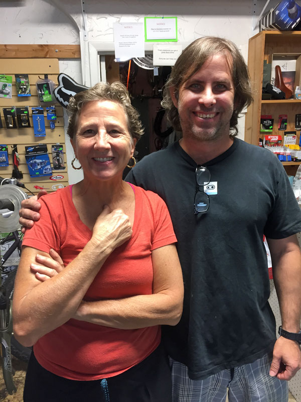 Nancy and Jeff at A1A Cycles in St. Augustine, Florida. The best bike shop!