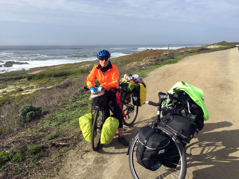 A brief pause while cycling along the Pacific Coast Highway south of San Francisco