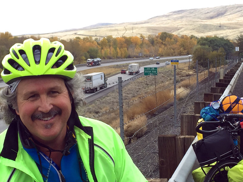Hugh overlooking Union Gap on our cycling tour through Yakima Valley.